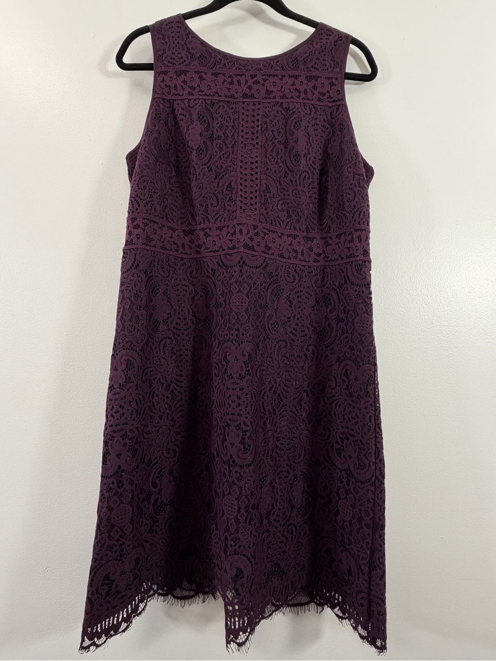 LOFT Eggplant Purple Lace Sleeveless Dress Size 12